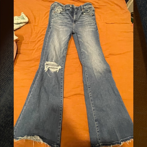 American Eagle Outfitters Denim - American Eagle Ripped Super High-Waisted Flare Jeans